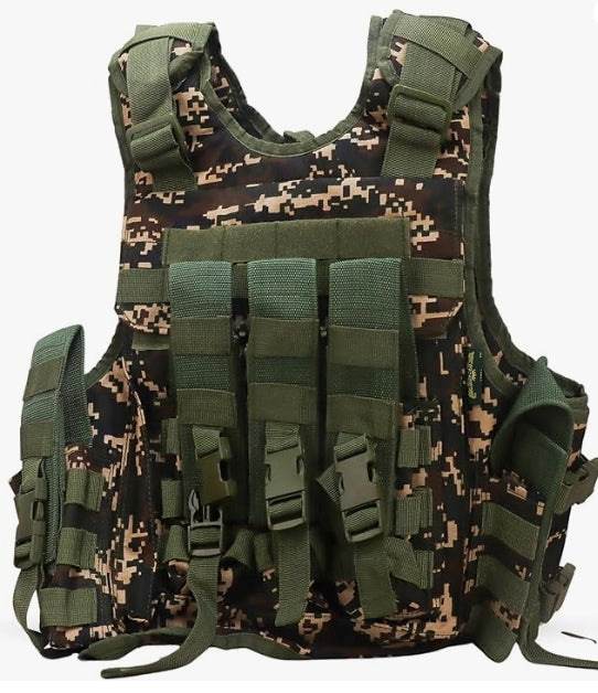 AZAD GEARS ARMY TECTICAL HARNESS VEST FOR ARY WITH STUFF ORGANIZER AND POUCHES| MEN & WOMEN | ARMY LITE GREEN | FREE SIZE