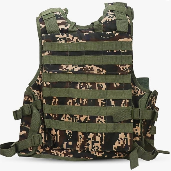 AZAD GEARS ARMY TECTICAL HARNESS VEST FOR ARY WITH STUFF ORGANIZER AND POUCHES| MEN & WOMEN | ARMY NEW DIGITAL CAMOUFLAGE | FREE SIZE