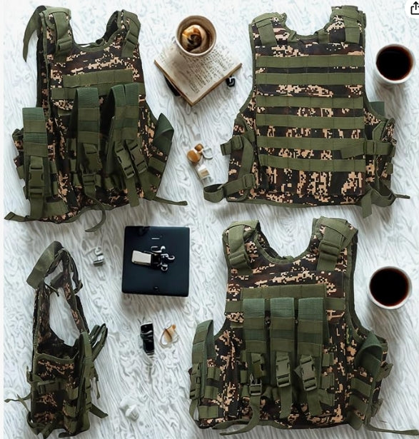 AZAD GEARS ARMY TECTICAL HARNESS VEST FOR ARY WITH STUFF ORGANIZER AND POUCHES| MEN & WOMEN | ARMY NEW DIGITAL CAMOUFLAGE | FREE SIZE