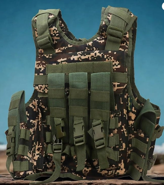AZAD GEARS ARMY TECTICAL HARNESS VEST FOR ARY WITH STUFF ORGANIZER AND POUCHES| MEN & WOMEN | ARMY NEW DIGITAL CAMOUFLAGE | FREE SIZE