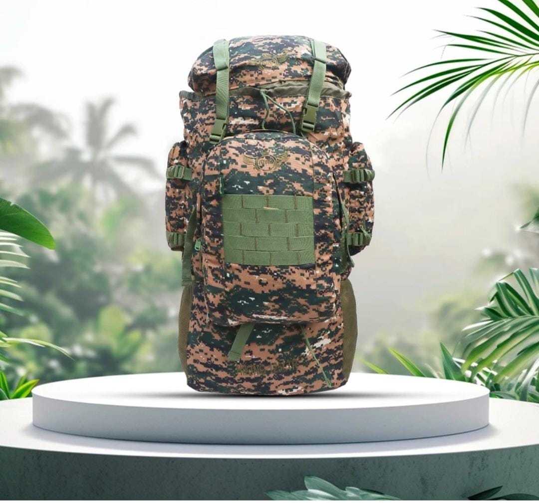AZAD GEARS ARMY METAL FRAME HIKING RUCKSACK 125 LTR BAG WITH DETACHABLE 15 LTR BACKPACK AND MULTIPLE POCKETS AND  PROTECTED BASE FOR TREKKING AND TRAVELLING | MEN & WOMEN | ARMY COBRA| LARGE CAPACITY