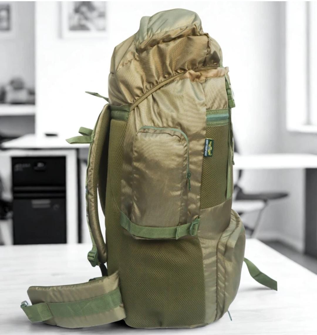 AZAD GEARS ARMY METAL FRAME HIKING RUCKSACK 75 LTR BAG WITH  MULTIPLE POCKETS AND PROTECTED BASE FOR TREKKING AND TRAVELLING | MEN & WOMEN | ARMY GREEN| LARGE CAPACITY