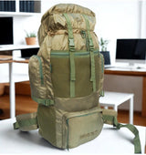 AZAD GEARS ARMY METAL FRAME HIKING RUCKSACK 75 LTR BAG WITH  MULTIPLE POCKETS AND PROTECTED BASE FOR TREKKING AND TRAVELLING | MEN & WOMEN | ARMY GREEN| LARGE CAPACITY
