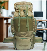AZAD GEARS ARMY METAL FRAME HIKING RUCKSACK 75 LTR BAG WITH  MULTIPLE POCKETS AND PROTECTED BASE FOR TREKKING AND TRAVELLING | MEN & WOMEN | ARMY GREEN| LARGE CAPACITY