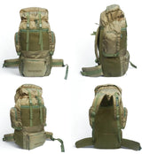 AZAD GEARS ARMY METAL FRAME HIKING RUCKSACK 75 LTR BAG WITH  MULTIPLE POCKETS AND PROTECTED BASE FOR TREKKING AND TRAVELLING | MEN & WOMEN | ARMY GREEN| LARGE CAPACITY