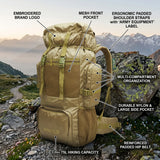 AZAD GEARS ARMY METAL FRAME HIKING RUCKSACK 75 LTR BAG WITH MULTIPLE POCKETS AND PROTECTED BASE FOR TREKKING AND TRAVELLING | MEN & WOMEN | ARMY LITE GREEN| LARGE CAPACITY