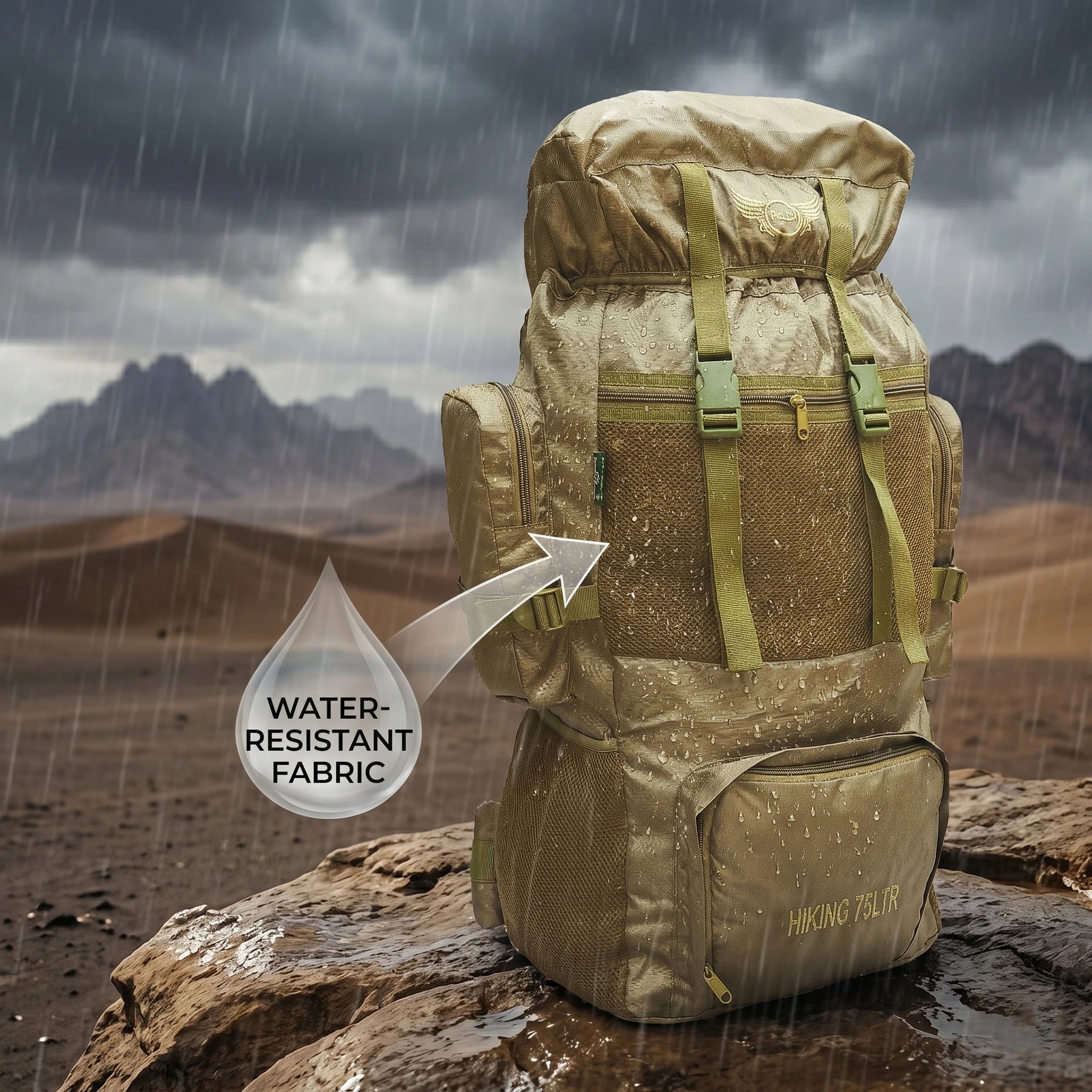AZAD GEARS ARMY METAL FRAME HIKING RUCKSACK 75 LTR BAG WITH MULTIPLE POCKETS AND PROTECTED BASE FOR TREKKING AND TRAVELLING | MEN & WOMEN | ARMY LITE GREEN| LARGE CAPACITY