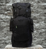 AZAD GEARS ARMY METAL FRAME HIKING RUCKSACK 125 LTR BAG WITH DETACHABLE 15 LTR BACKPACK AND MULTIPLE POCKETS AND  PROTECTED BASE FOR TREKKING AND TRAVELLING | MEN & WOMEN | ARMY BLACK| LARGE CAPACITY