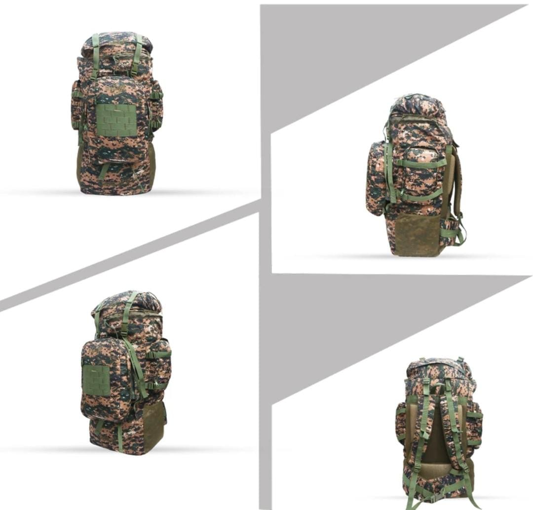 AZAD GEARS ARMY METAL FRAME HIKING RUCKSACK 125 LTR BAG WITH DETACHABLE 15 LTR BACKPACK AND MULTIPLE POCKETS AND  PROTECTED BASE FOR TREKKING AND TRAVELLING | MEN & WOMEN | ARMY COBRA| LARGE CAPACITY
