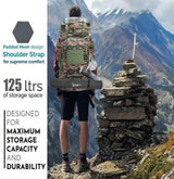 AZAD GEARS ARMY METAL FRAME HIKING RUCKSACK 125 LTR BAG WITH DETACHABLE 15 LTR BACKPACK AND MULTIPLE POCKETS AND  PROTECTED BASE FOR TREKKING AND TRAVELLING | MEN & WOMEN | ARMY COBRA| LARGE CAPACITY