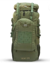 AZAD GEARS ARMY METAL FRAME HIKING RUCKSACK 125 LTR BAG WITH DETACHABLE BACKPACK AND MULTIPLE POCKETS AND  PROTECTED BASE FOR TREKKING AND TRAVELLING | MEN & WOMEN | ARMY GREEN | LARGE CAPACITY