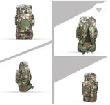 AZAD GEARS ARMY METAL FRAME HIKING RUCKSACK 125 LTR BAG WITH DETACHABLE 15 LTR BACKPACK AND MULTIPLE POCKETS AND  PROTECTED BASE FOR TREKKING AND TRAVELLING | MEN & WOMEN | ARMY JUNGLE| LARGE CAPACITY