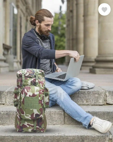 AZAD GEARS ARMY METAL FRAME HIKING RUCKSACK 125 LTR BAG WITH DETACHABLE 15 LTR BACKPACK AND MULTIPLE POCKETS AND  PROTECTED BASE FOR TREKKING AND TRAVELLING | MEN & WOMEN | ARMY JUNGLE| LARGE CAPACITY