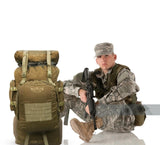 AZAD GEARS ARMY METAL FRAME HIKING RUCKSACK 125 LTR BAG WITH DETACHABLE 15 LTR BACKPACK AND MULTIPLE POCKETS AND  PROTECTED BASE FOR TREKKING AND TRAVELLING | MEN & WOMEN | ARMY LITE GREEN | LARGE CAPACITY