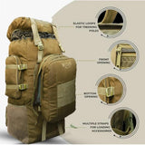 AZAD GEARS ARMY METAL FRAME HIKING RUCKSACK 125 LTR BAG WITH DETACHABLE 15 LTR BACKPACK AND MULTIPLE POCKETS AND  PROTECTED BASE FOR TREKKING AND TRAVELLING | MEN & WOMEN | ARMY LITE GREEN | LARGE CAPACITY