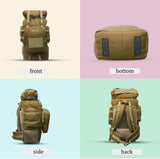 AZAD GEARS ARMY METAL FRAME HIKING RUCKSACK 125 LTR BAG WITH DETACHABLE 15 LTR BACKPACK AND MULTIPLE POCKETS AND  PROTECTED BASE FOR TREKKING AND TRAVELLING | MEN & WOMEN | ARMY LITE GREEN | LARGE CAPACITY