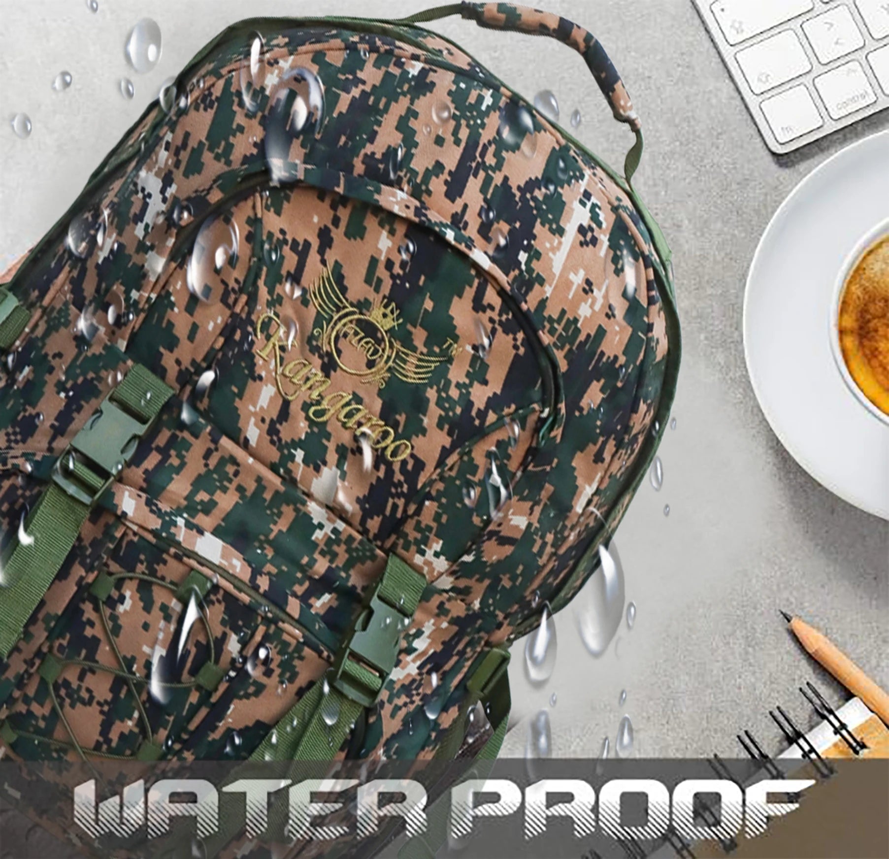 AZAD GEARS ARMY KANGAROO 70 LTR BACKPACK WITH EXTRA SPACE WITH 2 COMPARTMENTS AND 3 POCKETS FOR TREKKING AND TRAVELLING | MEN & WOMEN | ARMY COBRA| FREE SIZE