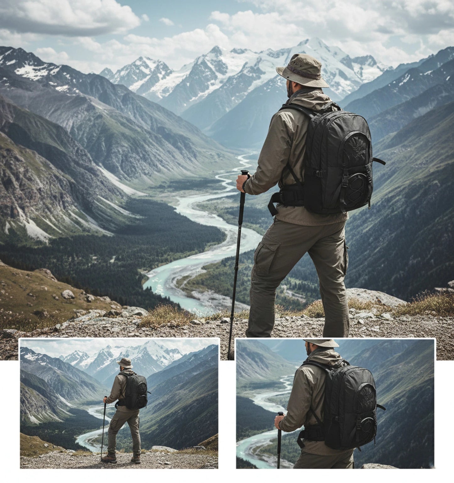 AZAD GEARS ARMY KANGAROO 70 LTR BACKPACK WITH EXTRA SPACE WITH 2 COMPARTMENTS AND 3 POCKETS FOR TREKKING AND TRAVELLING | MEN & WOMEN | ARMY BLACK| FREE SIZE