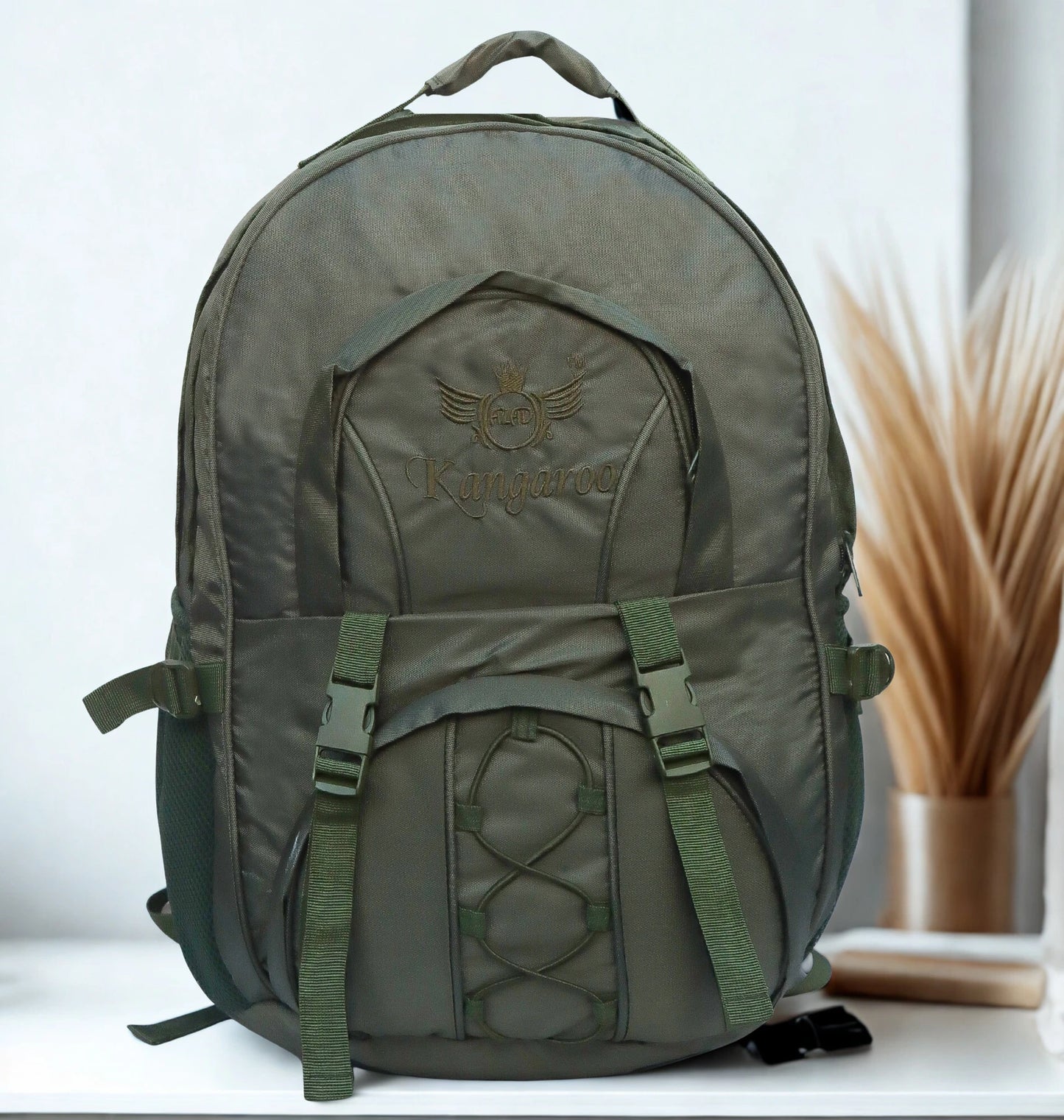 AZAD GEARS ARMY KANGAROO 70 LTR BACKPACK WITH EXTRA SPACE WITH 2 COMPARTMENTS AND 3 POCKETS FOR TREKKING AND TRAVELLING | MEN & WOMEN | ARMY LITE GREEN| FREE SIZE