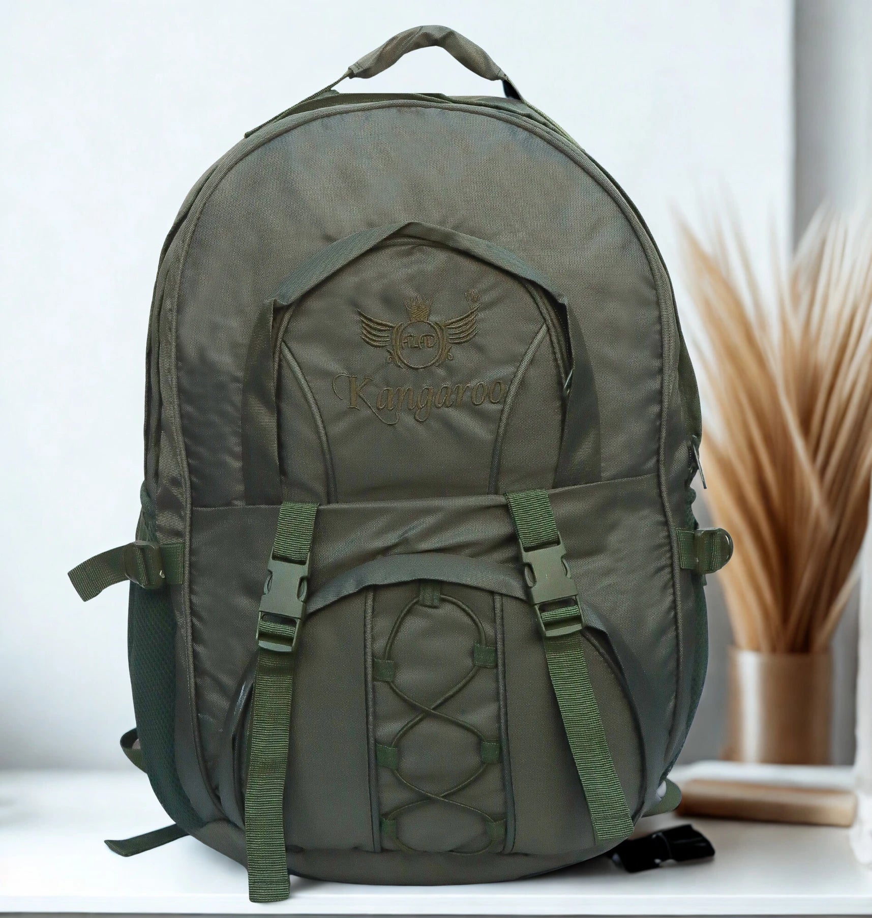 AZAD GEARS ARMY KANGAROO 70 LTR BACKPACK WITH EXTRA SPACE WITH 2 COMPARTMENTS AND 3 POCKETS FOR TREKKING AND TRAVELLING | MEN & WOMEN | ARMY LITE GREEN| FREE SIZE