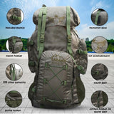 AZAD GEARS ARMY METAL FRAME LADDAK RUCKSACK 125 LTR BAG WITH DETACHABLE BACKPACK AND MULTIPLE POCKETS AND  PROTECTED BASE FOR TREKKING AND TRAVELLING | MEN & WOMEN | ARMY GREEN | LARGE CAPACITY