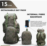AZAD GEARS ARMY METAL FRAME LADDAK RUCKSACK 125 LTR BAG WITH DETACHABLE BACKPACK AND MULTIPLE POCKETS AND  PROTECTED BASE FOR TREKKING AND TRAVELLING | MEN & WOMEN | ARMY GREEN | LARGE CAPACITY