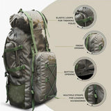 AZAD GEARS ARMY METAL FRAME LADDAK RUCKSACK 125 LTR BAG WITH DETACHABLE BACKPACK AND MULTIPLE POCKETS AND  PROTECTED BASE FOR TREKKING AND TRAVELLING | MEN & WOMEN | ARMY GREEN | LARGE CAPACITY