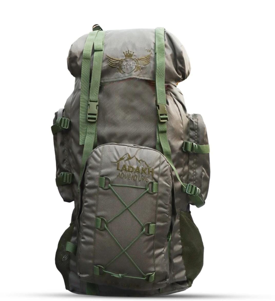 AZAD GEARS ARMY METAL FRAME LADDAK RUCKSACK 125 LTR BAG WITH DETACHABLE BACKPACK AND MULTIPLE POCKETS AND  PROTECTED BASE FOR TREKKING AND TRAVELLING | MEN & WOMEN | ARMY GREEN | LARGE CAPACITY