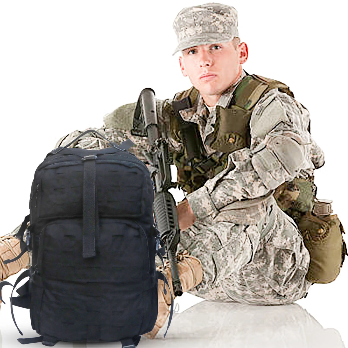 AZAD GEARS ARMY LASERCUT ADVENTURE 85 LTR BACKPACK WITH EXTRA SPACE WITH 3 COMPARTMENTS AND 2 POCKETS FOR TREKKING AND TRAVELLING | MEN & WOMEN | ARMY BLACK| FREE SIZE