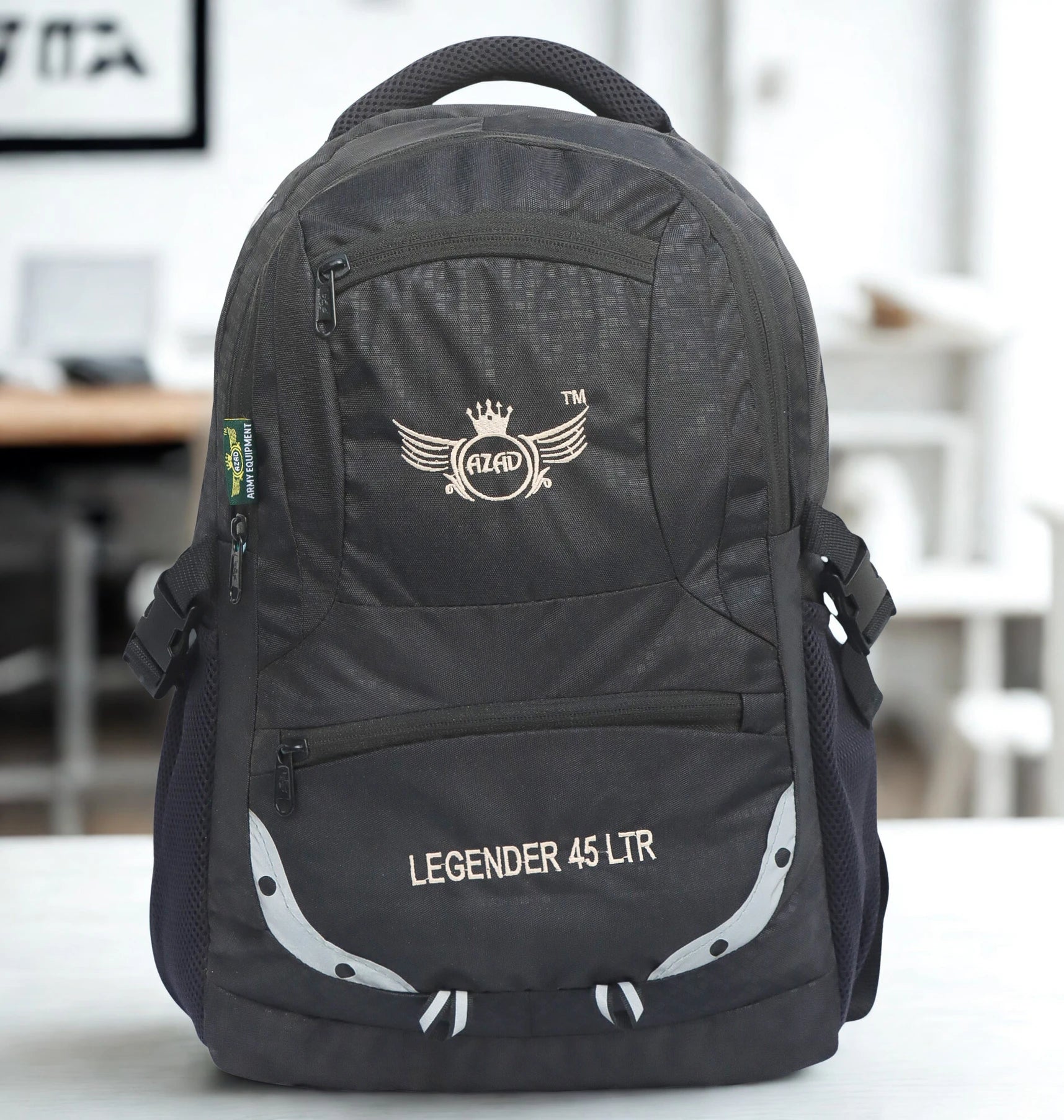 AZAD GEARS ARMY LEGENDER 45 LTR BACKPACK WITH EXTRA SPACE WITH 2 COMPARTMENT AND 4 POCKETS FOR TREKKING AND TRAVELLING | MEN & WOMEN | ARMY LITE GREEN| FREE SIZE
