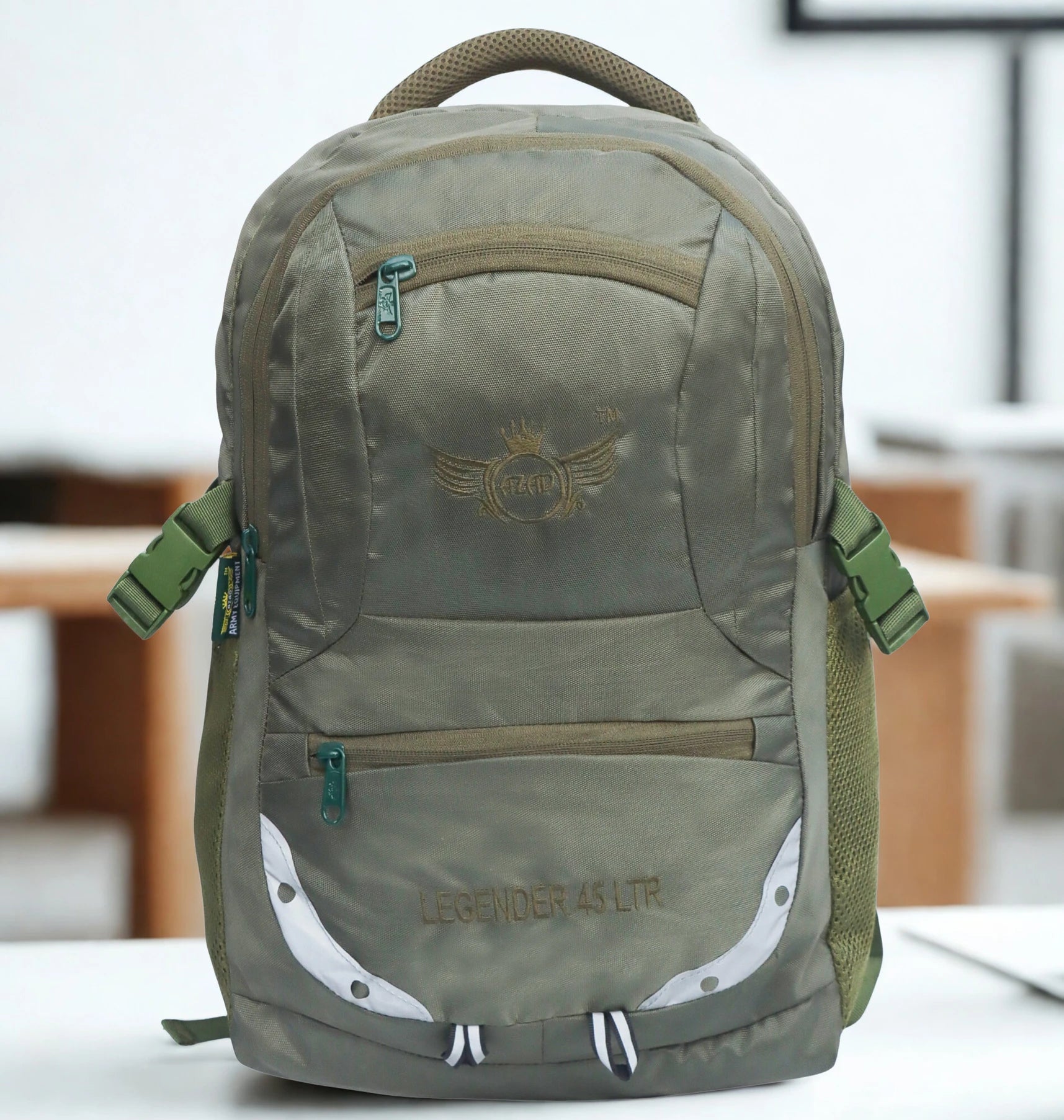 AZAD GEARS ARMY LEGENDER 45 LTR BACKPACK WITH EXTRA SPACE WITH 2 COMPARTMENT AND 4 POCKETS FOR TREKKING AND TRAVELLING | MEN & WOMEN | ARMY BLACK| FREE SIZE