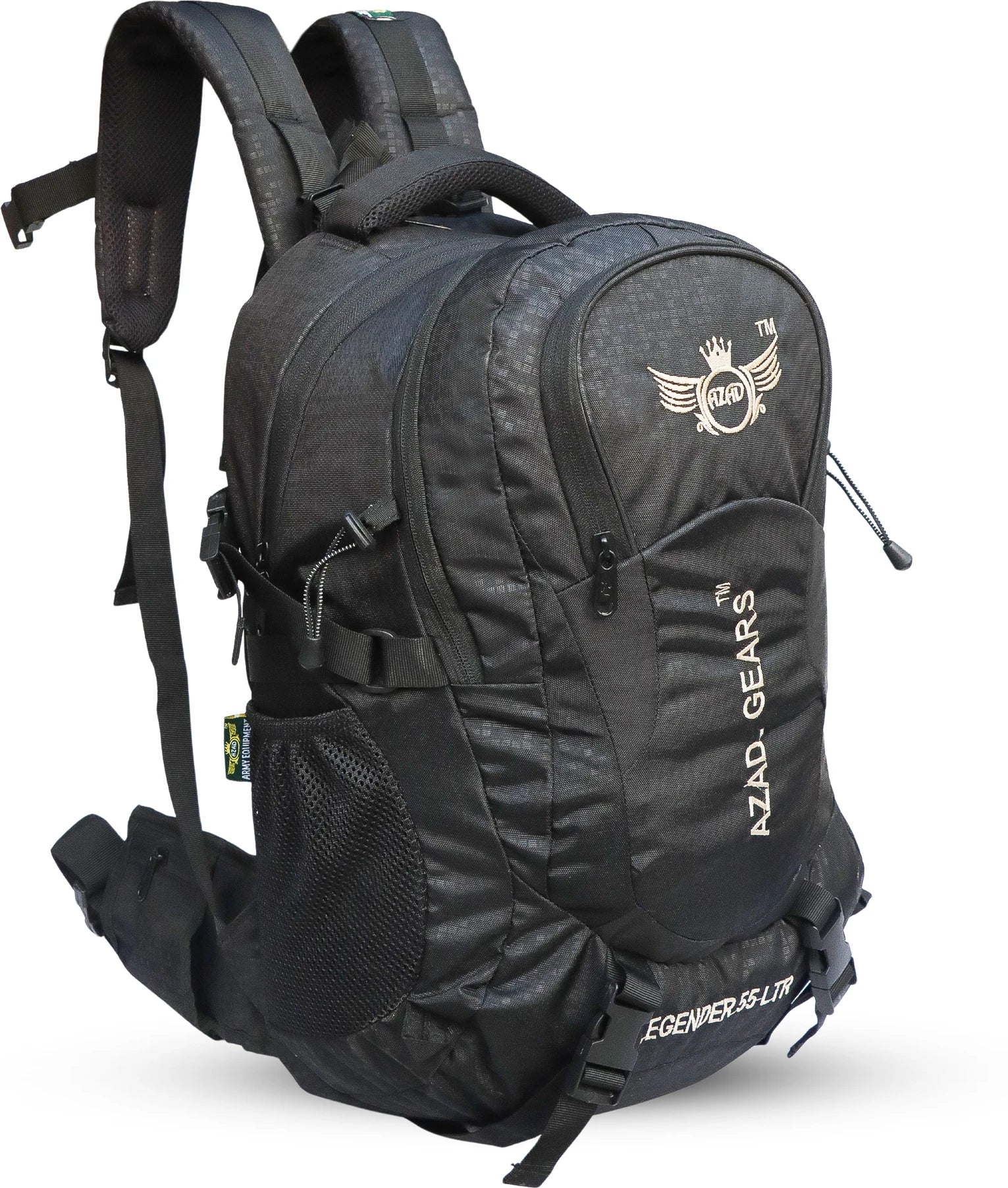 AZAD GEARS ARMY LEGENDER 55 LTR BACKPACK WITH EXTRA SPACE WITH 2 COMPARTMENT AND 4 POCKETS FOR TREKKING AND TRAVELLING | MEN & WOMEN | ARMY LITE GREEN| FREE SIZE