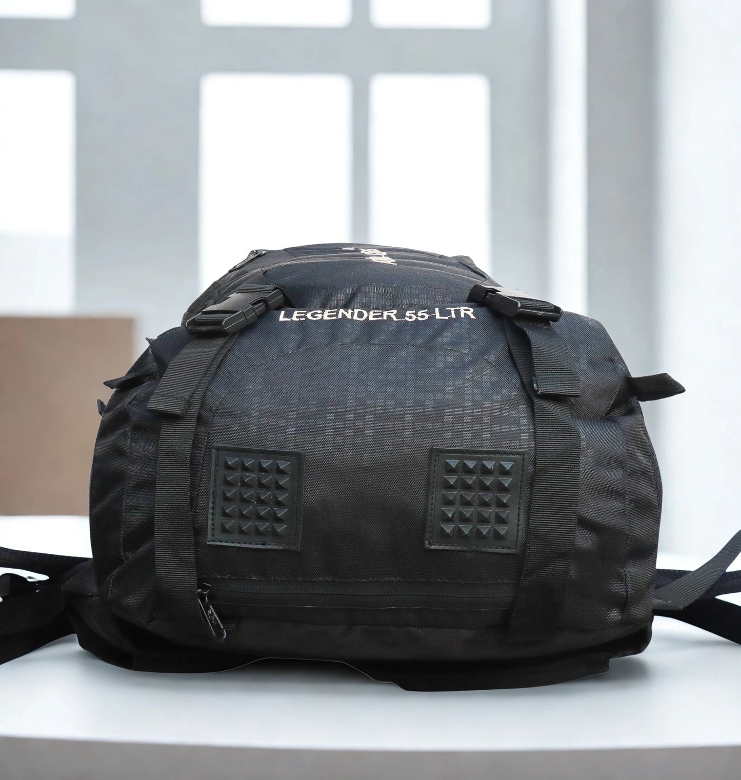 AZAD GEARS ARMY LEGENDER 55 LTR BACKPACK WITH EXTRA SPACE WITH 2 COMPARTMENT AND 4 POCKETS FOR TREKKING AND TRAVELLING | MEN & WOMEN | ARMY BLACK| FREE SIZE