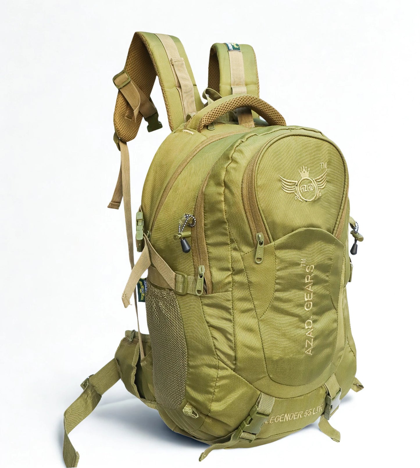 AZAD GEARS ARMY LEGENDER 55 LTR BACKPACK WITH EXTRA SPACE WITH 2 COMPARTMENT AND 4 POCKETS FOR TREKKING AND TRAVELLING | MEN & WOMEN | ARMY BLACK| FREE SIZE