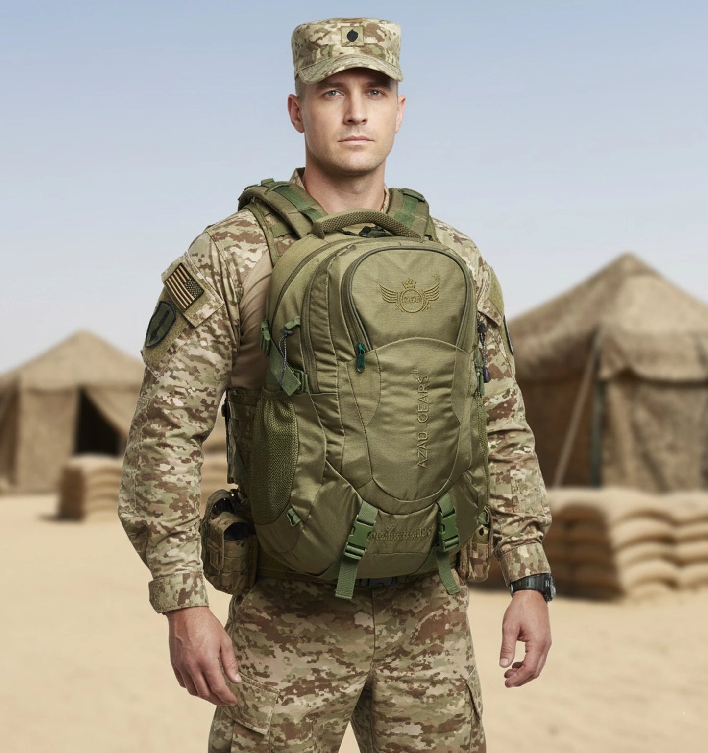 AZAD GEARS ARMY LEGENDER 55 LTR BACKPACK WITH EXTRA SPACE WITH 2 COMPARTMENT AND 4 POCKETS FOR TREKKING AND TRAVELLING | MEN & WOMEN | ARMY GREEN| FREE SIZE