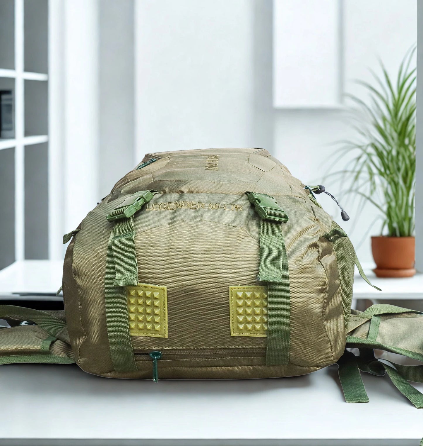AZAD GEARS ARMY LEGENDER 55 LTR BACKPACK WITH EXTRA SPACE WITH 2 COMPARTMENT AND 4 POCKETS FOR TREKKING AND TRAVELLING | MEN & WOMEN | ARMY GREEN| FREE SIZE