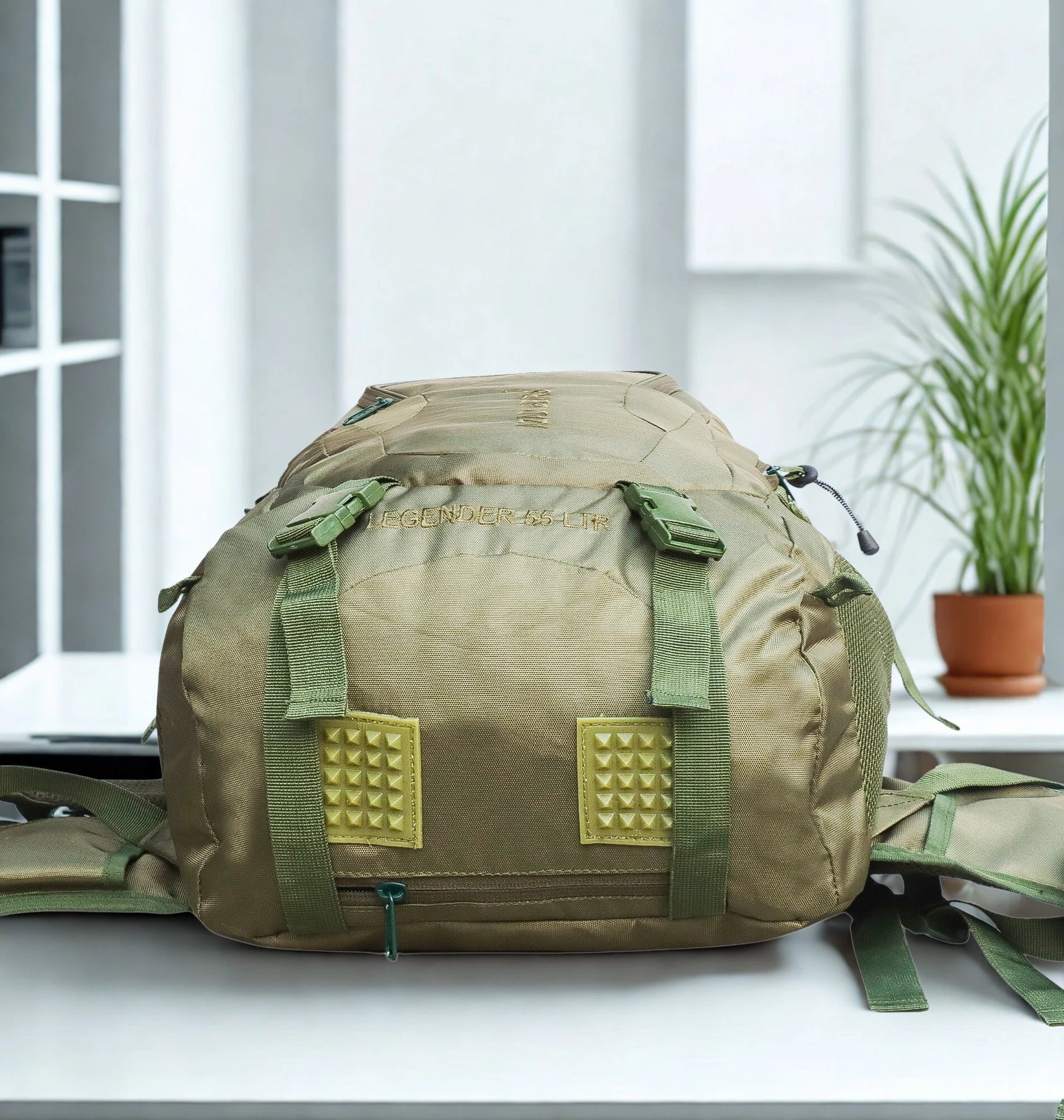 AZAD GEARS ARMY LEGENDER 55 LTR BACKPACK WITH EXTRA SPACE WITH 2 COMPARTMENT AND 4 POCKETS FOR TREKKING AND TRAVELLING | MEN & WOMEN | ARMY GREEN| FREE SIZE