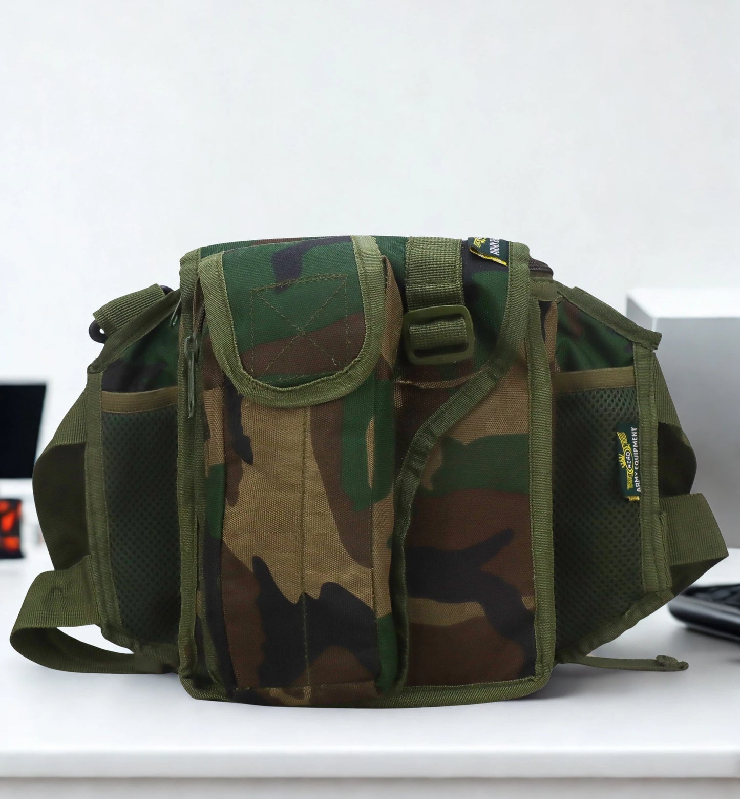 AZAD GEARS ARMY MAGAZINE POUCH 5 LTR WITH 5 MAGAZINE COMPARTMENTS FOR TREKKING AND TRAVELLING | MEN & WOMEN | ARMY GREEN CAMOUFLAGE| FREE SIZE