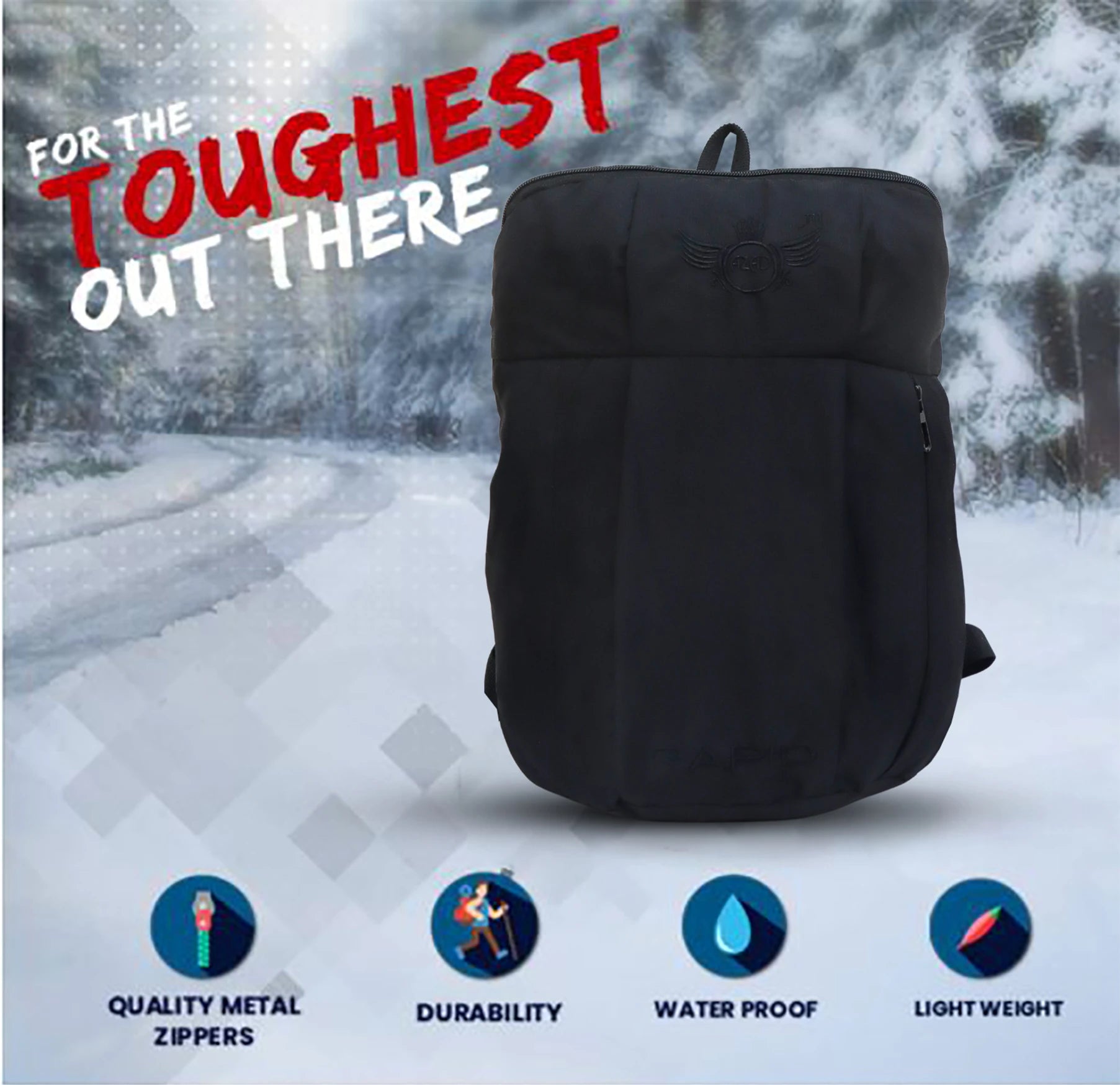 AZAD GEARS ARMY RAPID 35 LTR BACKPACK WITH EXTRA SPACE WITH 1 COMPARTMENT AND 1 POCKETS FOR TREKKING AND TRAVELLING | MEN & WOMEN | ARMY BLACK |FREE SIZE