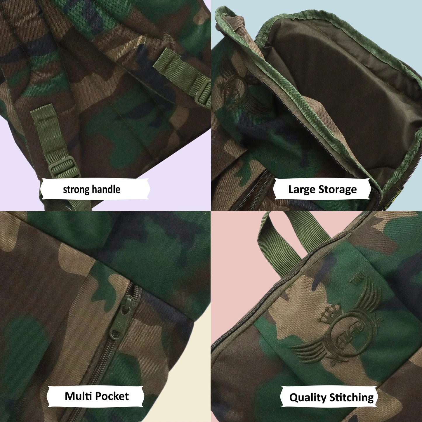 AZAD GEARS ARMY RAPID 35 LTR BACKPACK WITH EXTRA SPACE WITH 1 COMPARTMENT AND 1 POCKETS FOR TREKKING AND TRAVELLING | MEN & WOMEN | ARMY GREEN CAMOUFLAGE |FREE SIZE