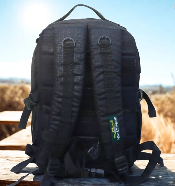 AZAD GEARS ARMY RIDER 35 LTR BACKPACK WITH EXTRA SPACE WITH 1 COMPARTMENT AND 5 POCKETS FOR TREKKING AND TRAVELLING | MEN & WOMEN | ARMY BLACK | FREE SIZE