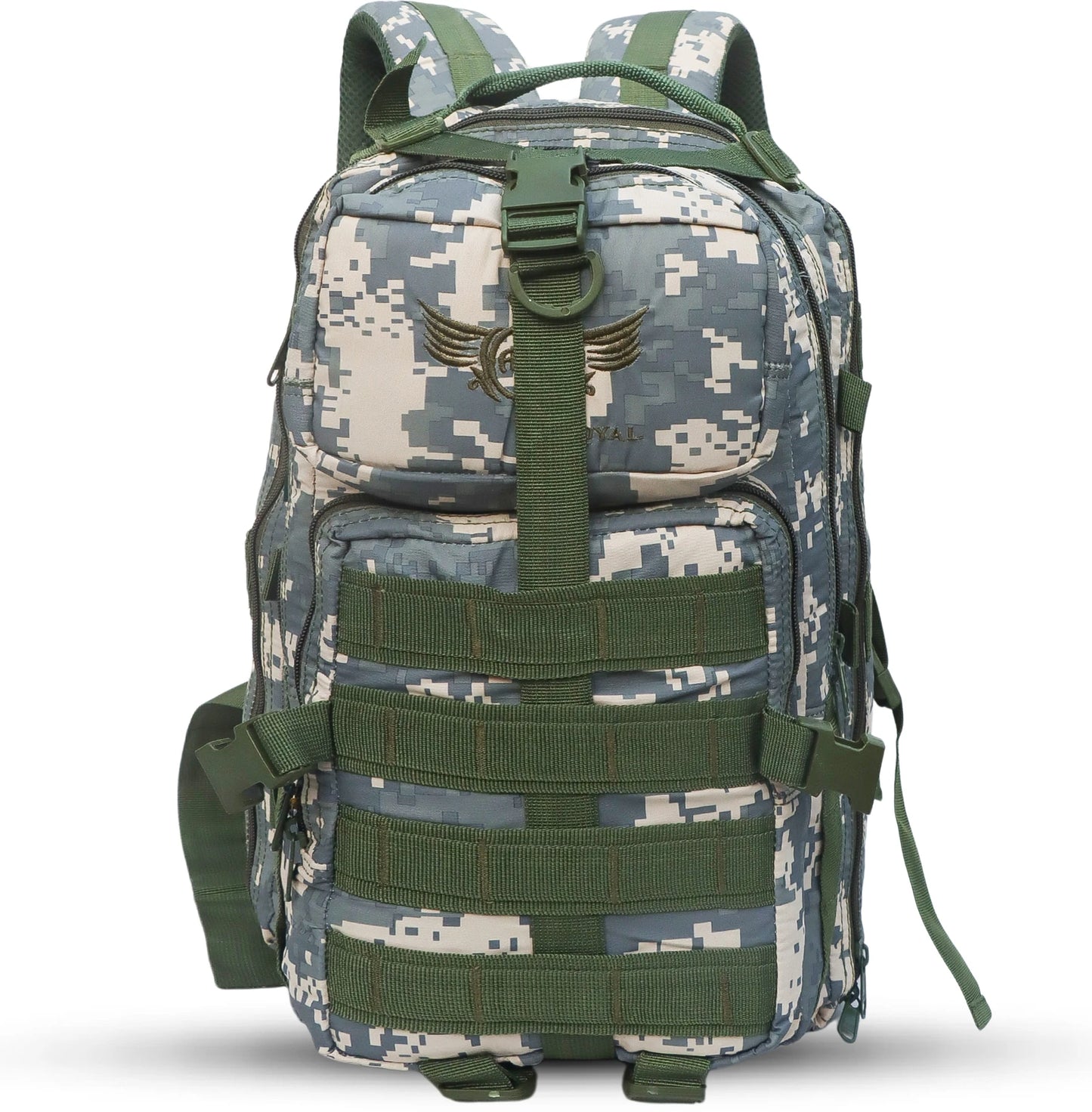 AZAD GEARS ARMY ROYAL 52 LTR BACKPACK WITH EXTRA SPACE WITH 3 COMPARTMENTS AND 5 POCKETS FOR TREKKING AND TRAVELLING | MEN & WOMEN | ARMY DIGITAL CAMOUFLAGE| FREE SIZE