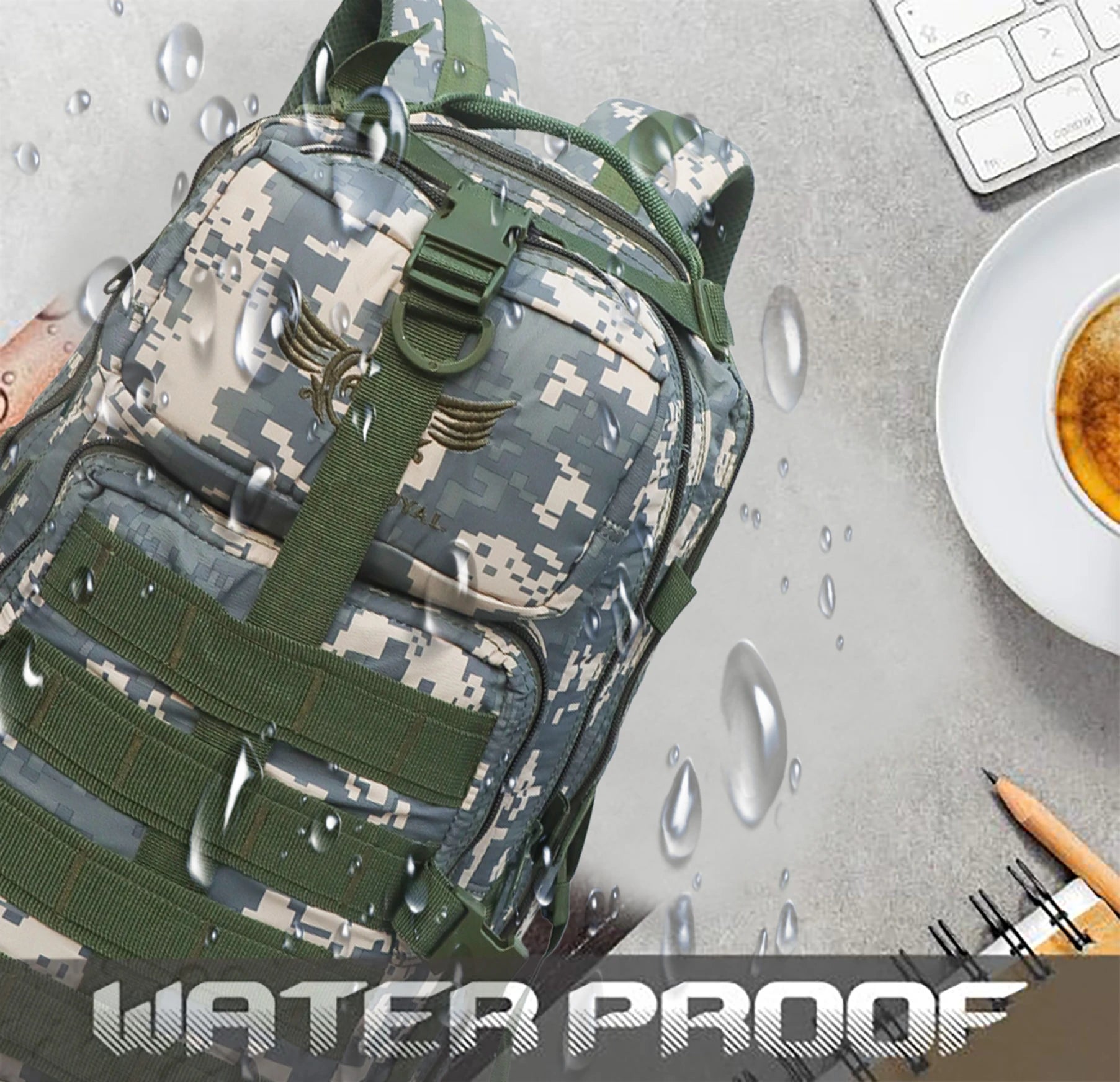 AZAD GEARS ARMY ROYAL 52 LTR BACKPACK WITH EXTRA SPACE WITH 3 COMPARTMENTS AND 5 POCKETS FOR TREKKING AND TRAVELLING | MEN & WOMEN | ARMY DIGITAL CAMOUFLAGE| FREE SIZE