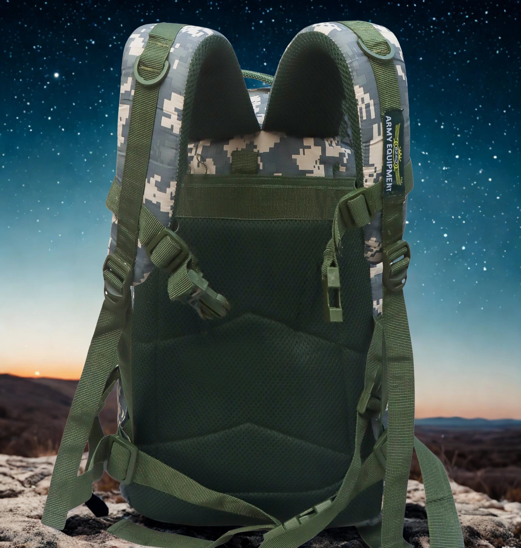 AZAD GEARS ARMY ROYAL 52 LTR BACKPACK WITH EXTRA SPACE WITH 3 COMPARTMENTS AND 5 POCKETS FOR TREKKING AND TRAVELLING | MEN & WOMEN | ARMY DIGITAL CAMOUFLAGE| FREE SIZE