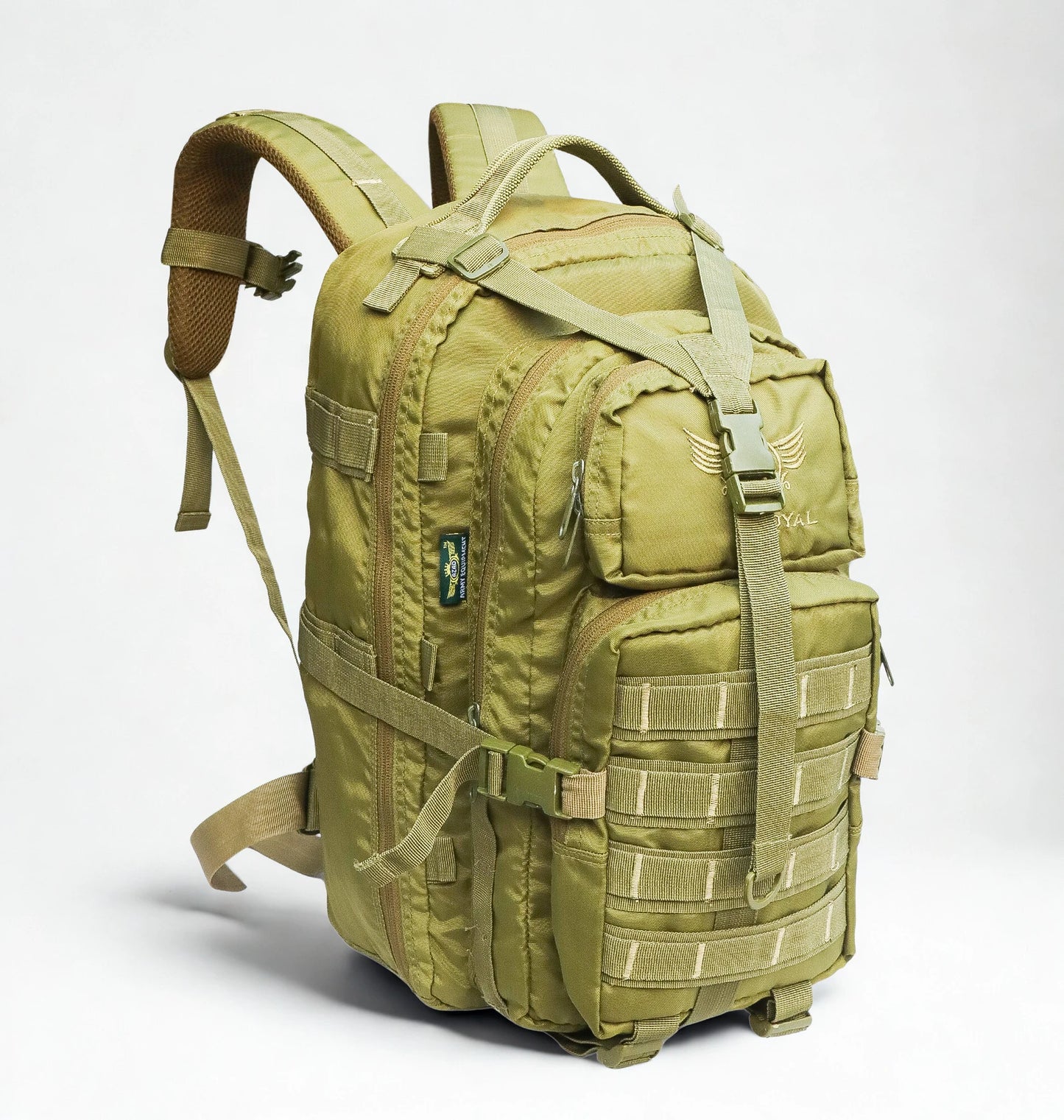 AZAD GEARS ARMY ROYAL 52 LTR BACKPACK WITH EXTRA SPACE WITH 3 COMPARTMENTS AND 5 POCKETS FOR TREKKING AND TRAVELLING | MEN & WOMEN | ARMY LITE GREEN| FREE SIZE