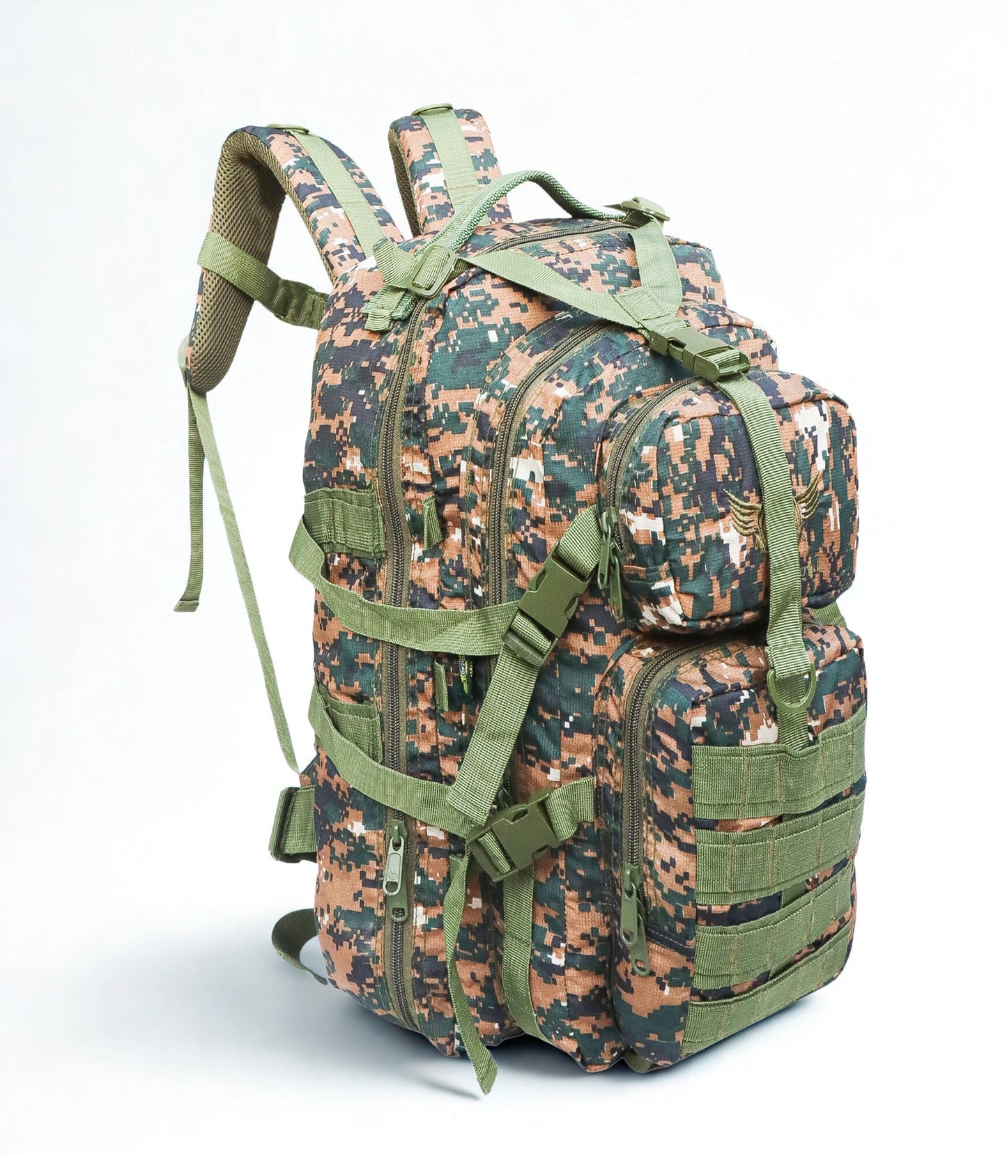 AZAD GEARS ARMY ROYAL 52 LTR BACKPACK WITH EXTRA SPACE WITH 3 COMPARTMENTS AND 5 POCKETS FOR TREKKING AND TRAVELLING | MEN & WOMEN | ARMY LITE GREEN| FREE SIZE