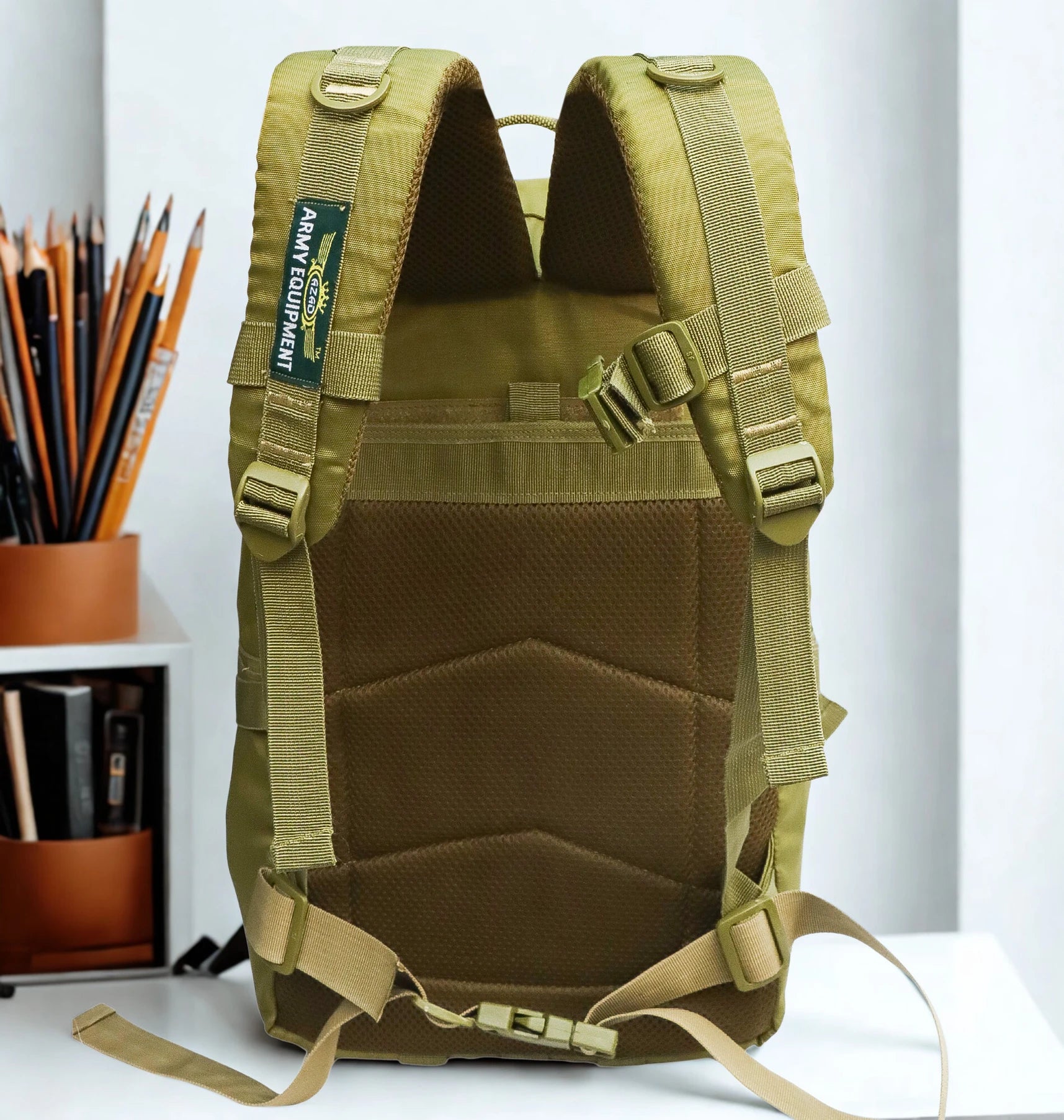 AZAD GEARS ARMY ROYAL 52 LTR BACKPACK WITH EXTRA SPACE WITH 3 COMPARTMENTS AND 5 POCKETS FOR TREKKING AND TRAVELLING | MEN & WOMEN | ARMY LITE GREEN| FREE SIZE