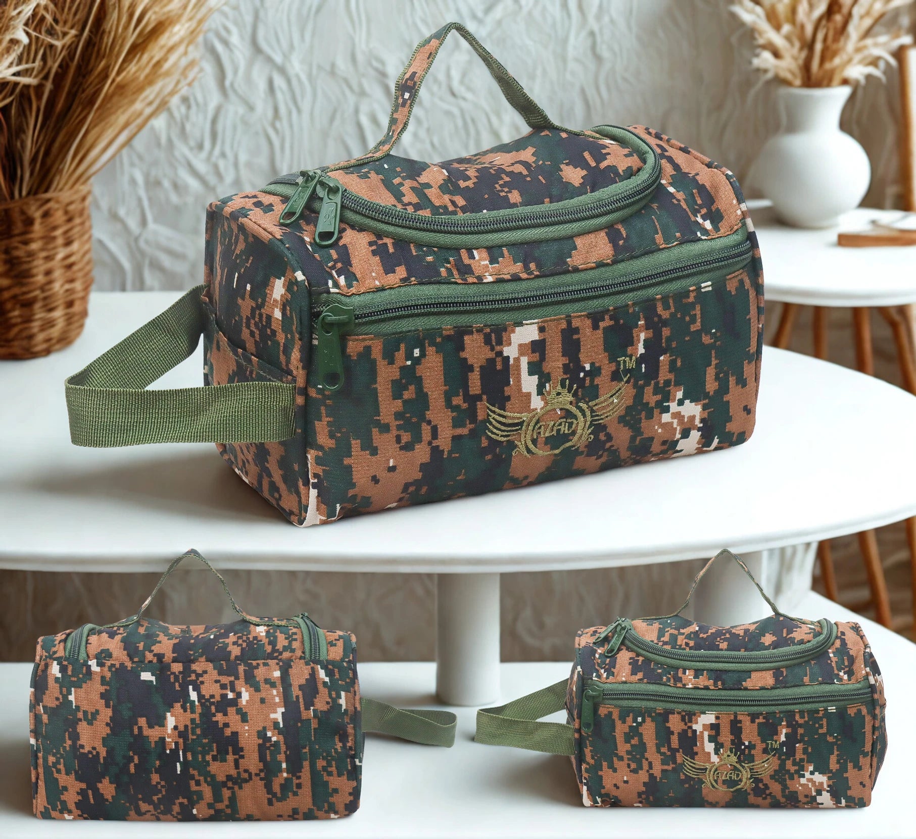 AZAD GEARS ARMY SHAVING BAG BOX WITH 1 COMPARTMENT AND 2 POCKETS FOR TREKKING AND TRAVELLING | ARMY TRAVEL SHAVING KIT & BAGS | MEN & WOMEN |ARMY COBRA| FREE SIZE