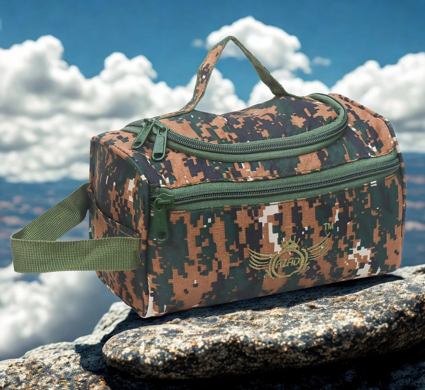 AZAD GEARS ARMY SHAVING BAG BOX WITH 1 COMPARTMENT AND 2 POCKETS FOR TREKKING AND TRAVELLING | ARMY TRAVEL SHAVING KIT & BAGS | MEN & WOMEN |ARMY COBRA| FREE SIZE