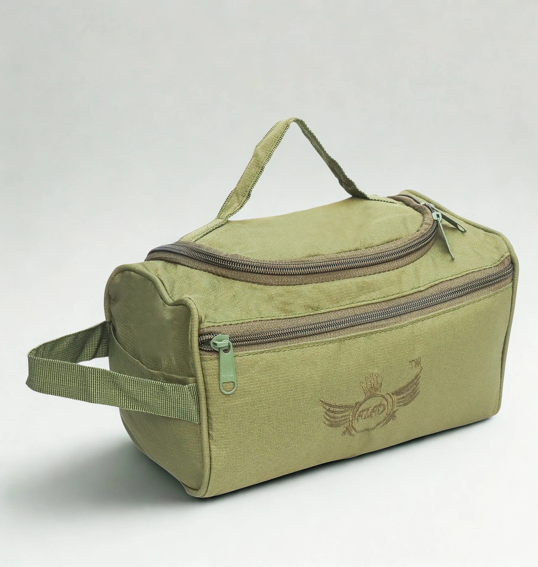 AZAD GEARS ARMY SHAVING BAG BOX WITH 1 COMPARTMENT AND 2 POCKETS FOR TREKKING AND TRAVELLING | ARMY TRAVEL SHAVING KIT & BAGS | MEN & WOMEN |ARMY GREEN| FREE SIZE